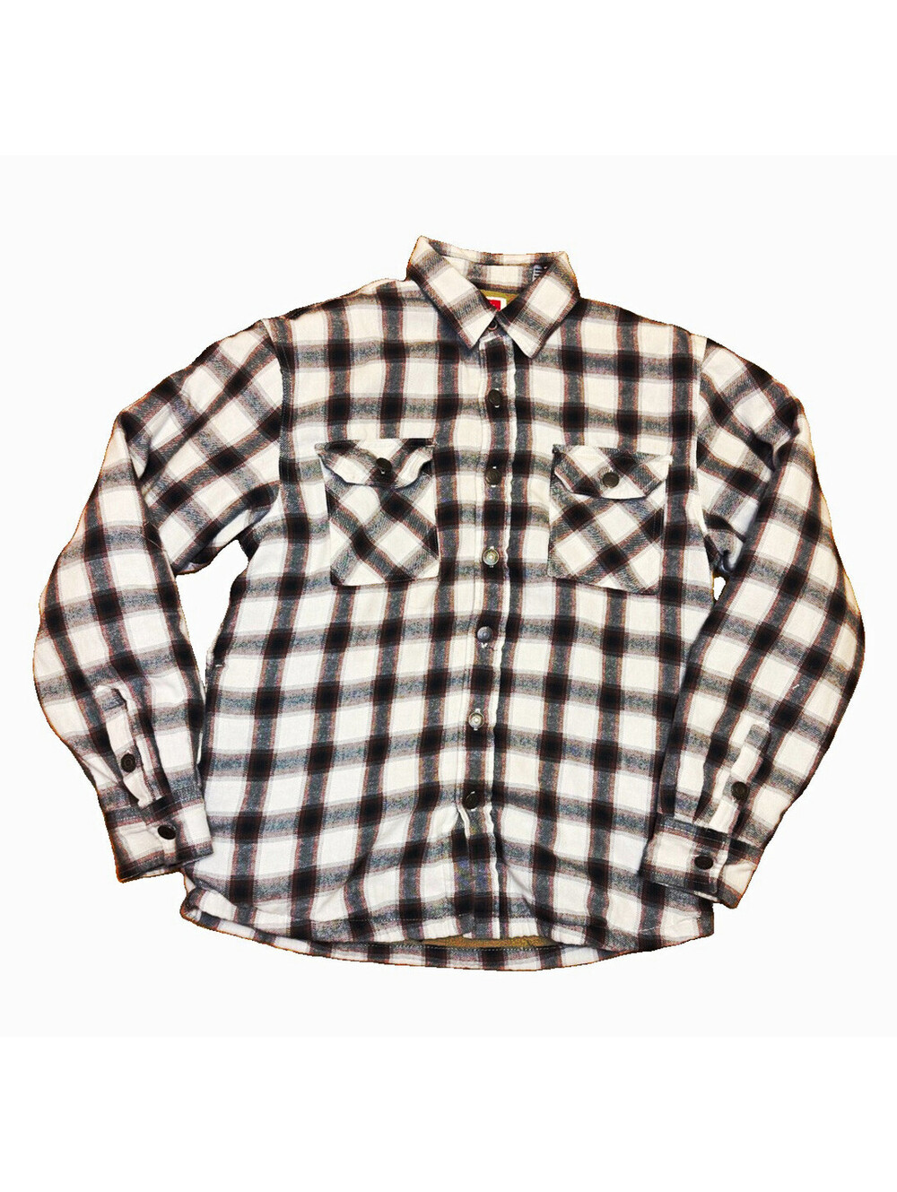 Wrangler Men’s S Plaid Flannel Sherpa Lined Button-Up Shirt Jacket Pockets